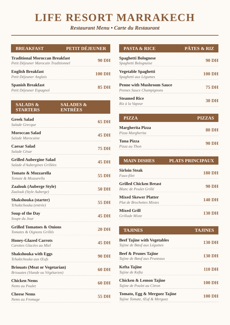 Menu Page 1